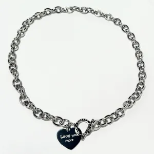 Heart Tag with Love Note Toggle Necklace Stainless Steel