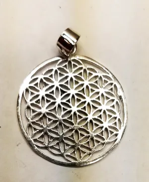 Heavy Brass Flower of Life Circle Pendant