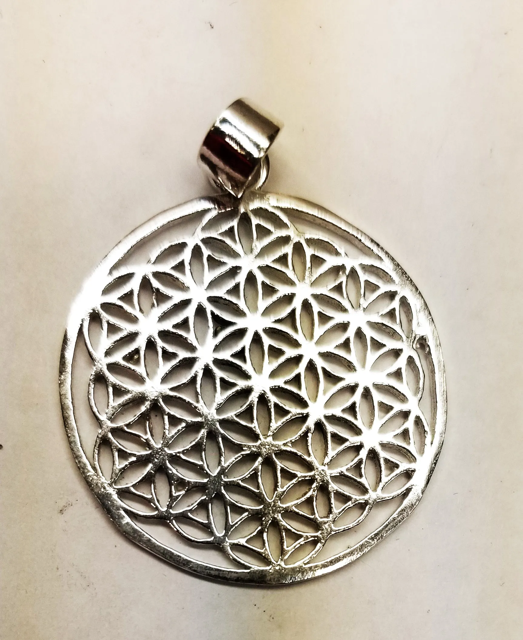 Heavy Brass Flower of Life Circle Pendant