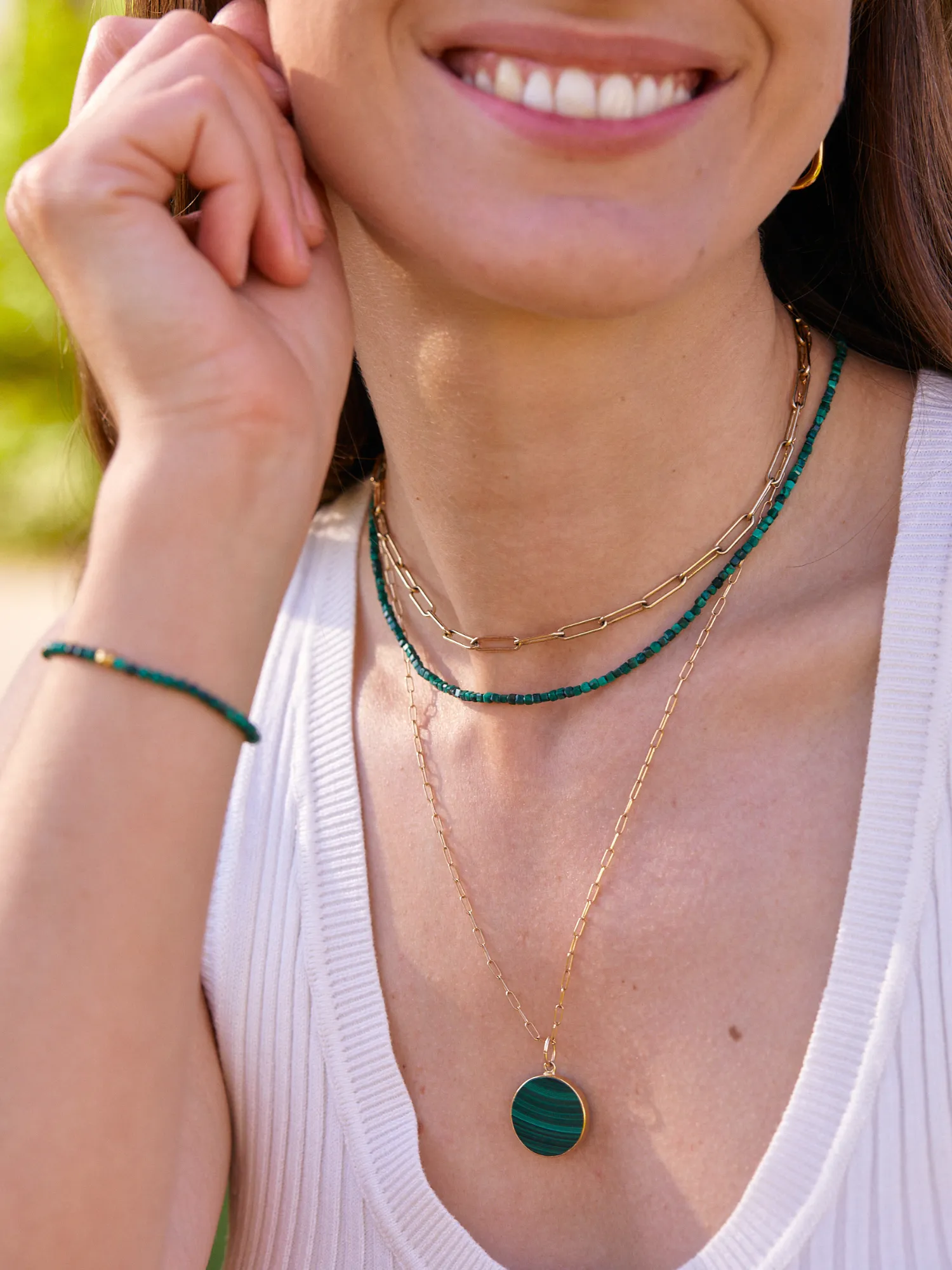 Jessica Malachite Coin Pendant