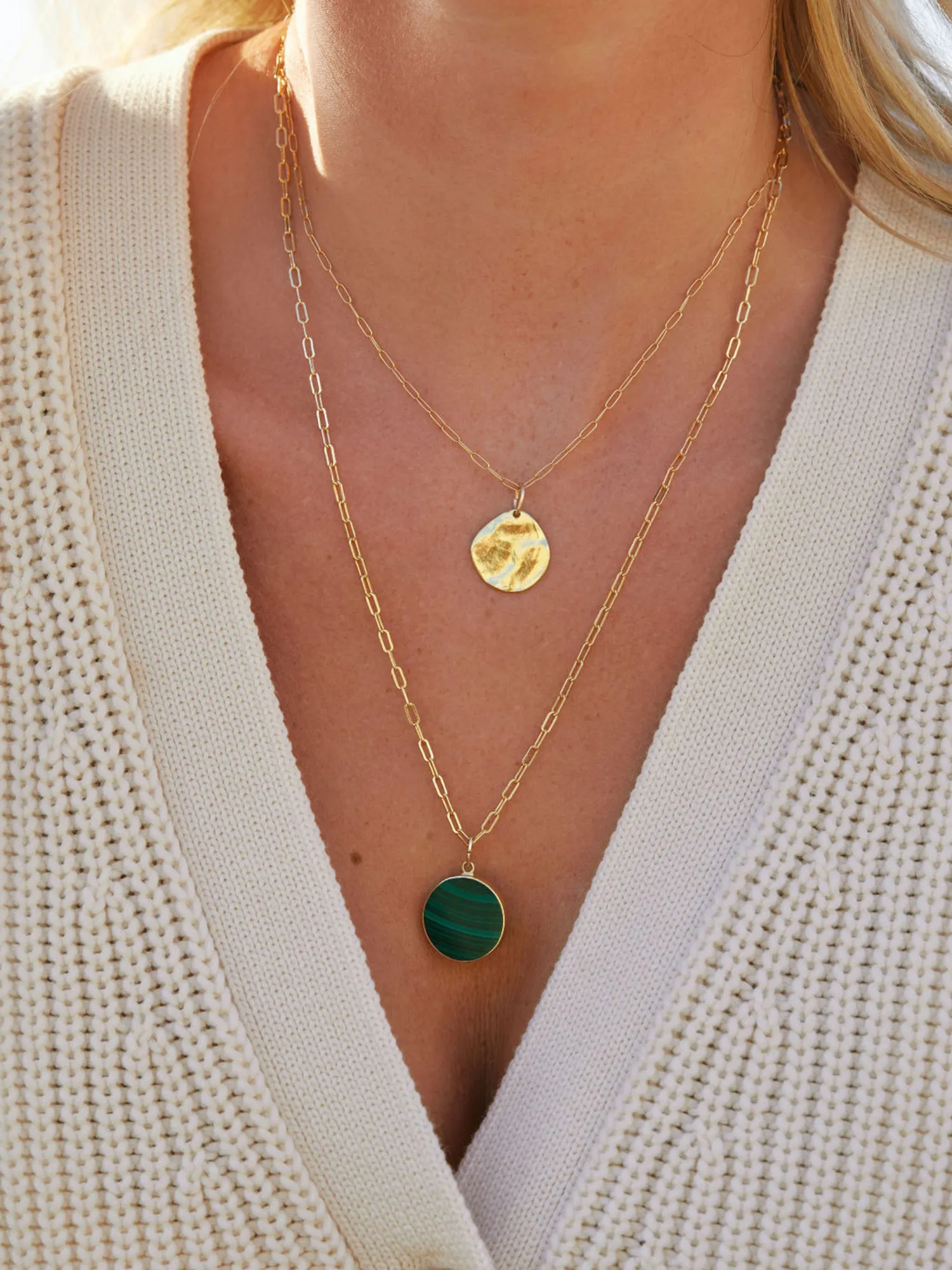 Jessica Malachite Coin Pendant