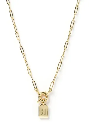 LETTER GOLD PENDANT NECKLACE H