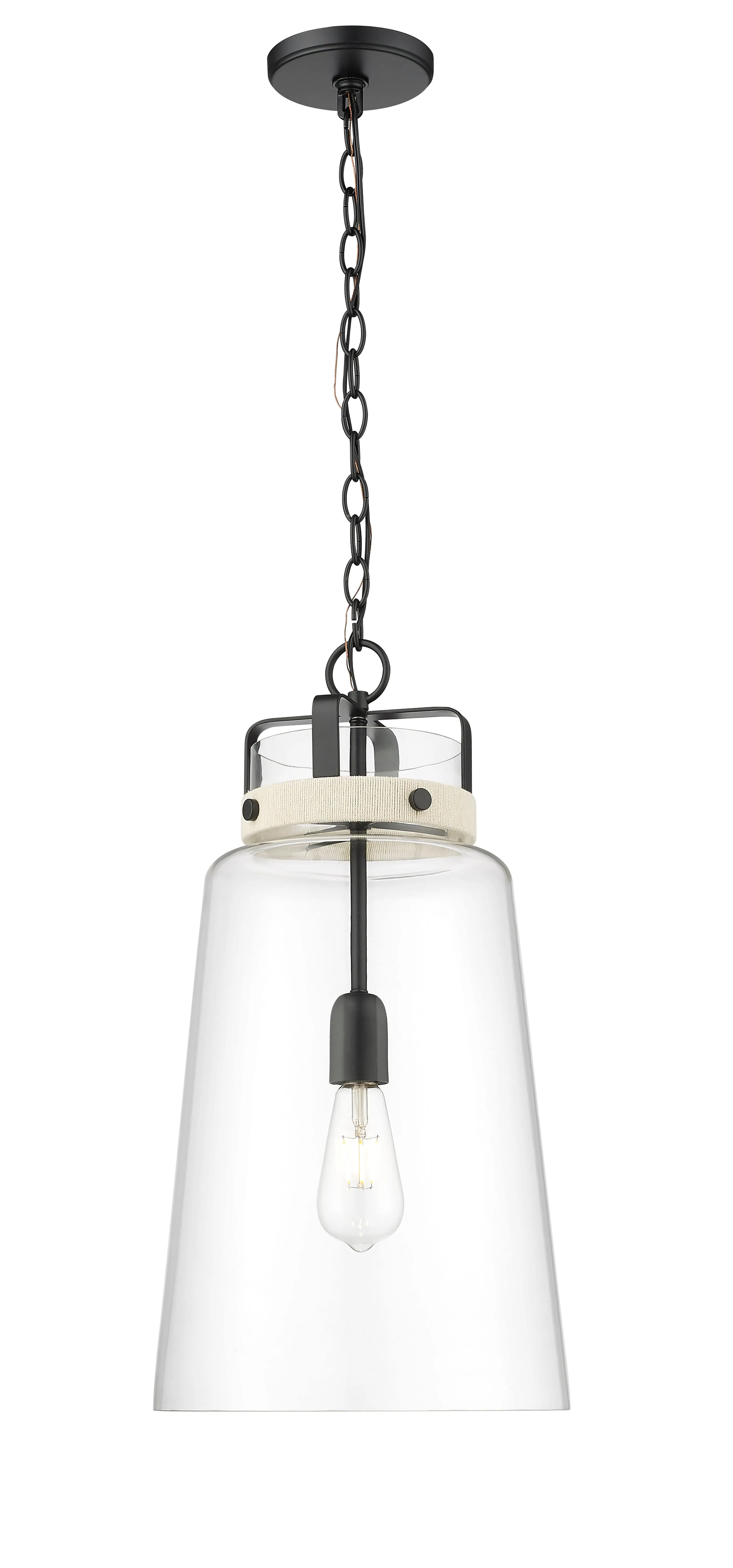 Lolla Pendant - Matte Black - Clear Glass - 11.8in. Diameter - E26 Medium Base