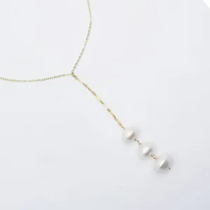 Long 3 Pearl Drop Necklace