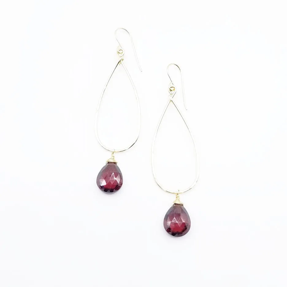 Long Garnet Drop Earring