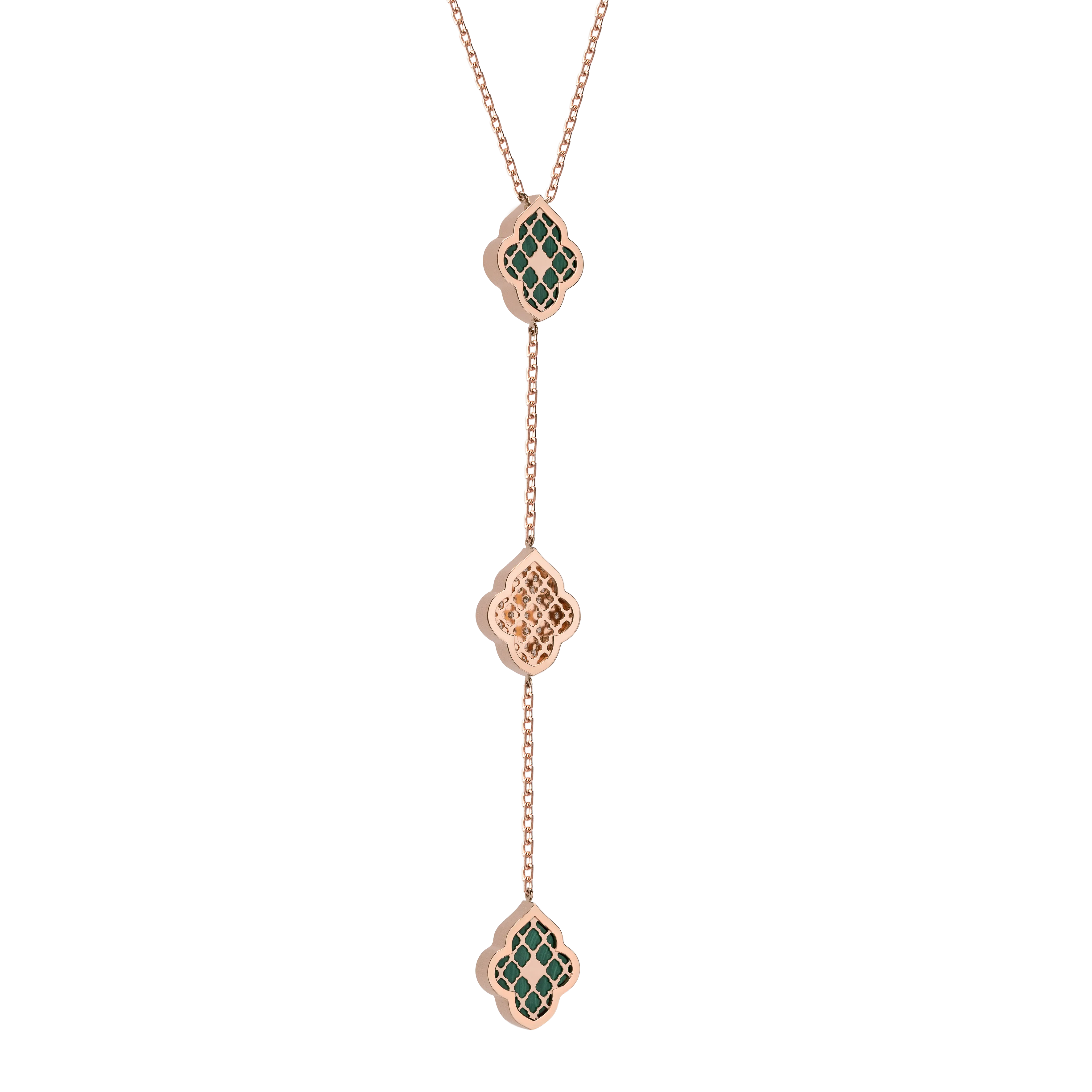 LUCE COLOUR - NECKLACE ROSE GOLD PAVE MALACHITE & 2 DIAMONDS S