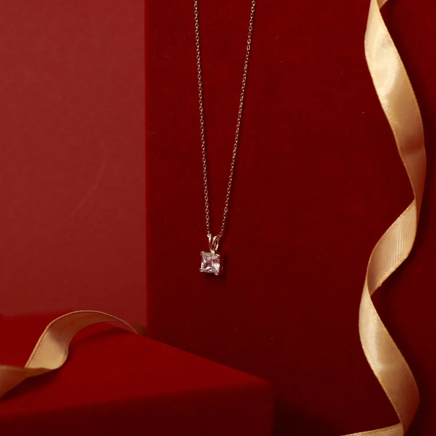 Luxe Gold Plated CZ Silver Pendant Necklace