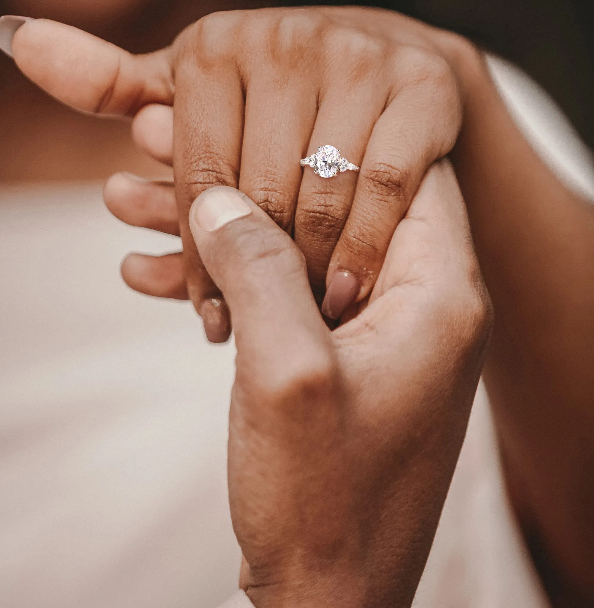 Marquise Oval Eternity Wedding Ring in Sterling Silver