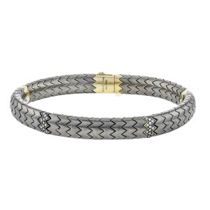 Men's Titanium Bracelet In 14k Gold With Diamonds