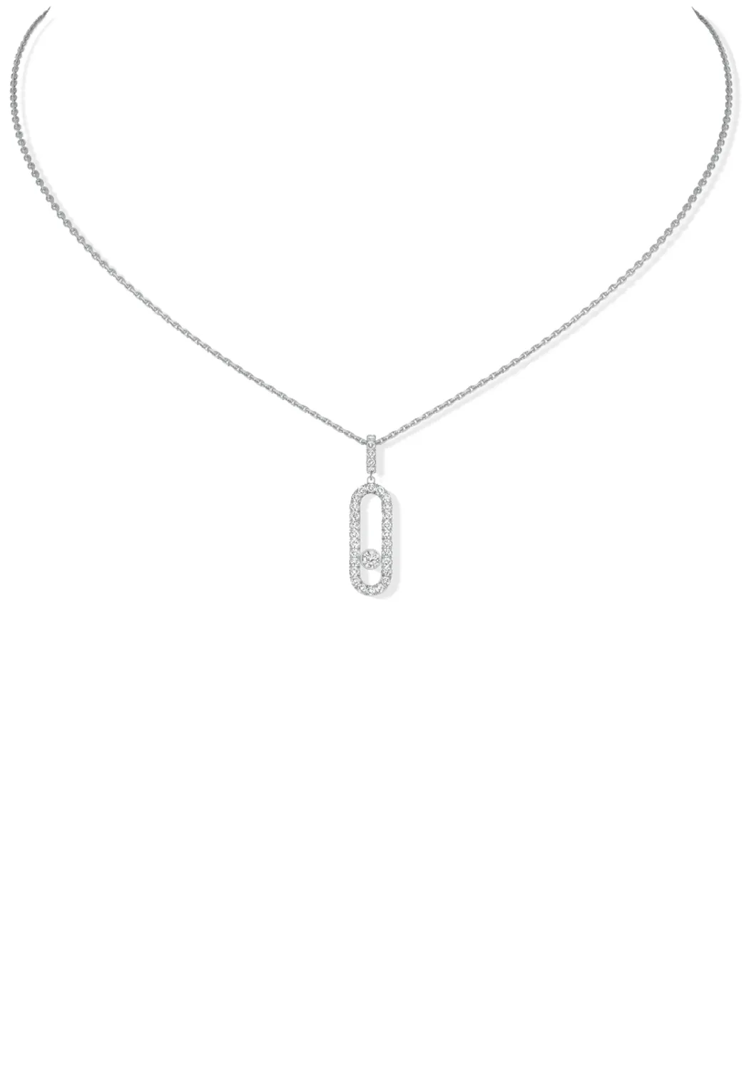 Messika Move Uno Pavé LM 18KWG Diamond Necklace