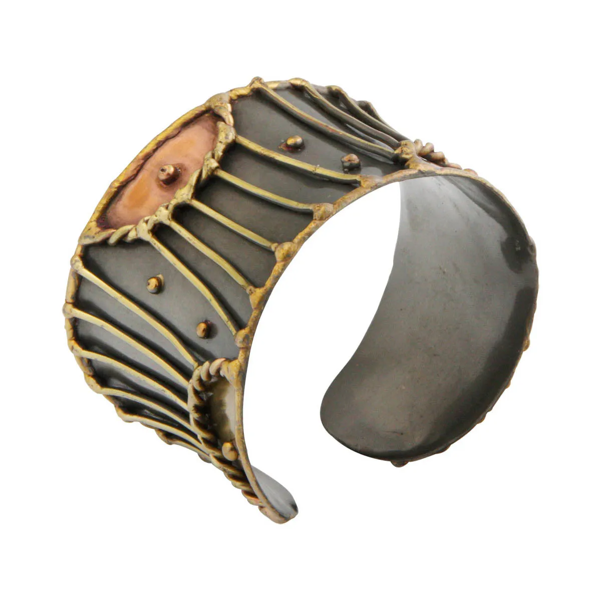 Metal Cuff Bracelet: Brass, Copper and Dark Metal