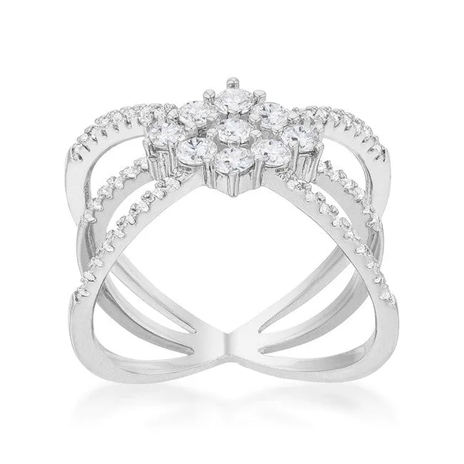 Mindy 0.8ct CZ White Gold Rhodium Delicate Triple Wrap Ring