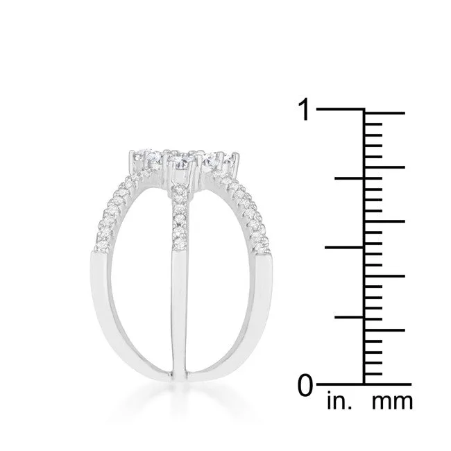 Mindy 0.8ct CZ White Gold Rhodium Delicate Triple Wrap Ring