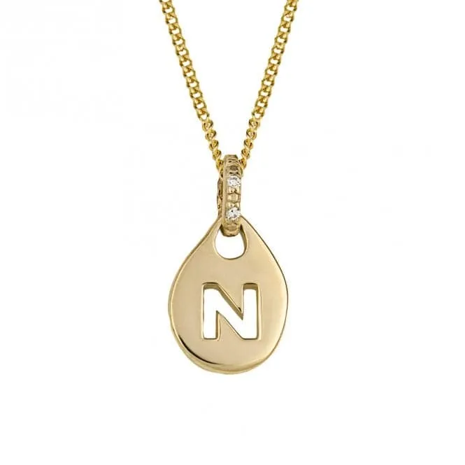 N Organic Initial Tag with Diamond Set Bale Pendant GP2322