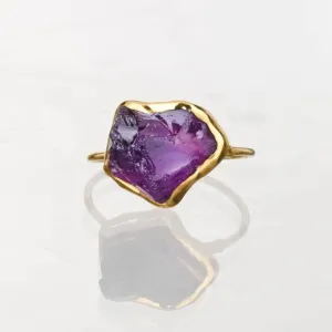 New Statement Raw Amethyst Ring