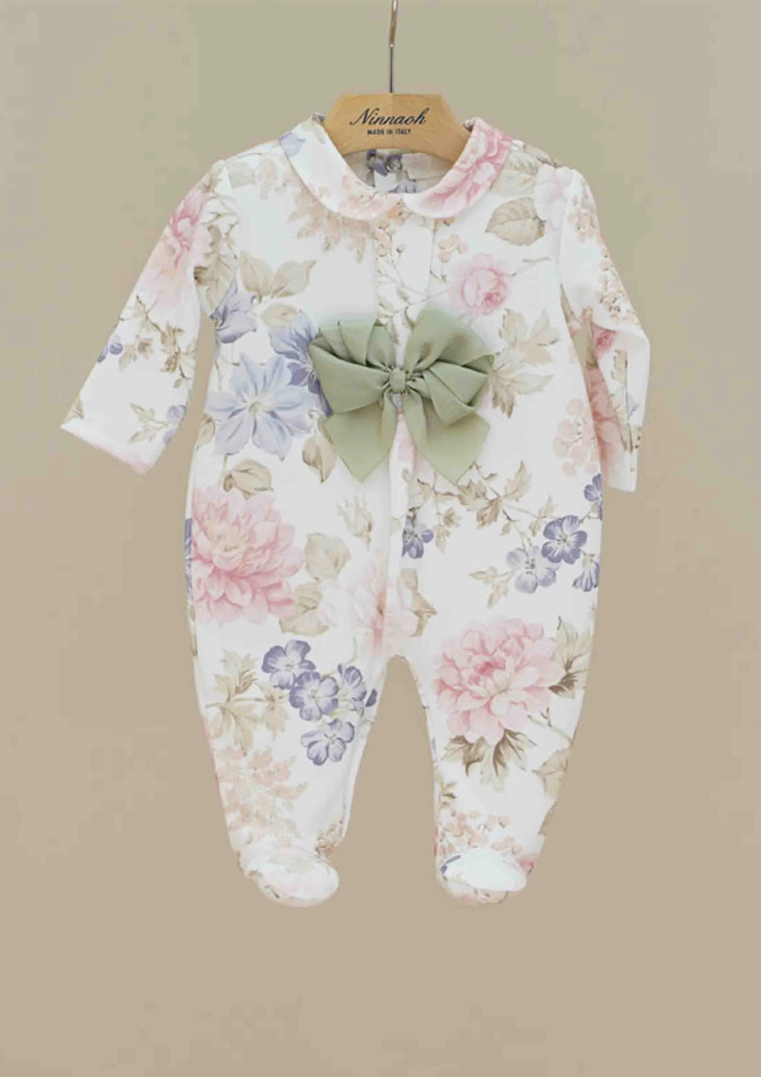 Ninnaoh Floral Onesie with Matching Hat.