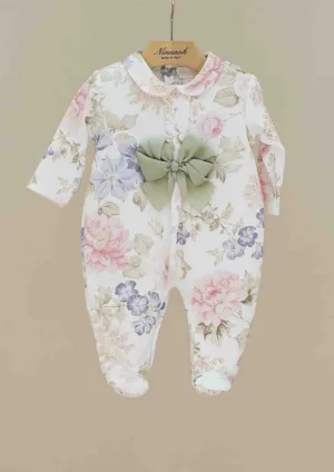 Ninnaoh Floral Onesie with Matching Hat.