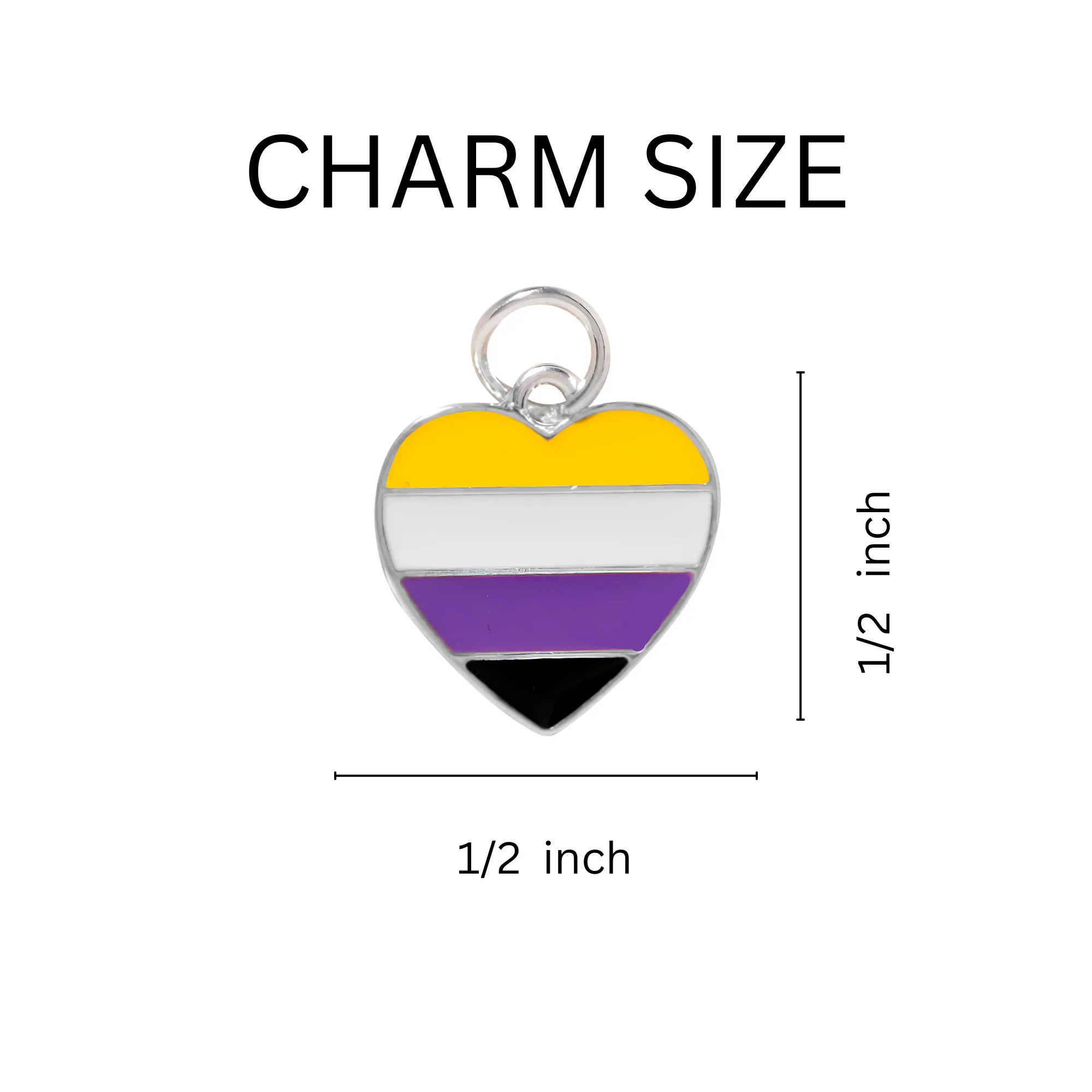 Non-Binary Heart Flag Silver Beaded Bracelets