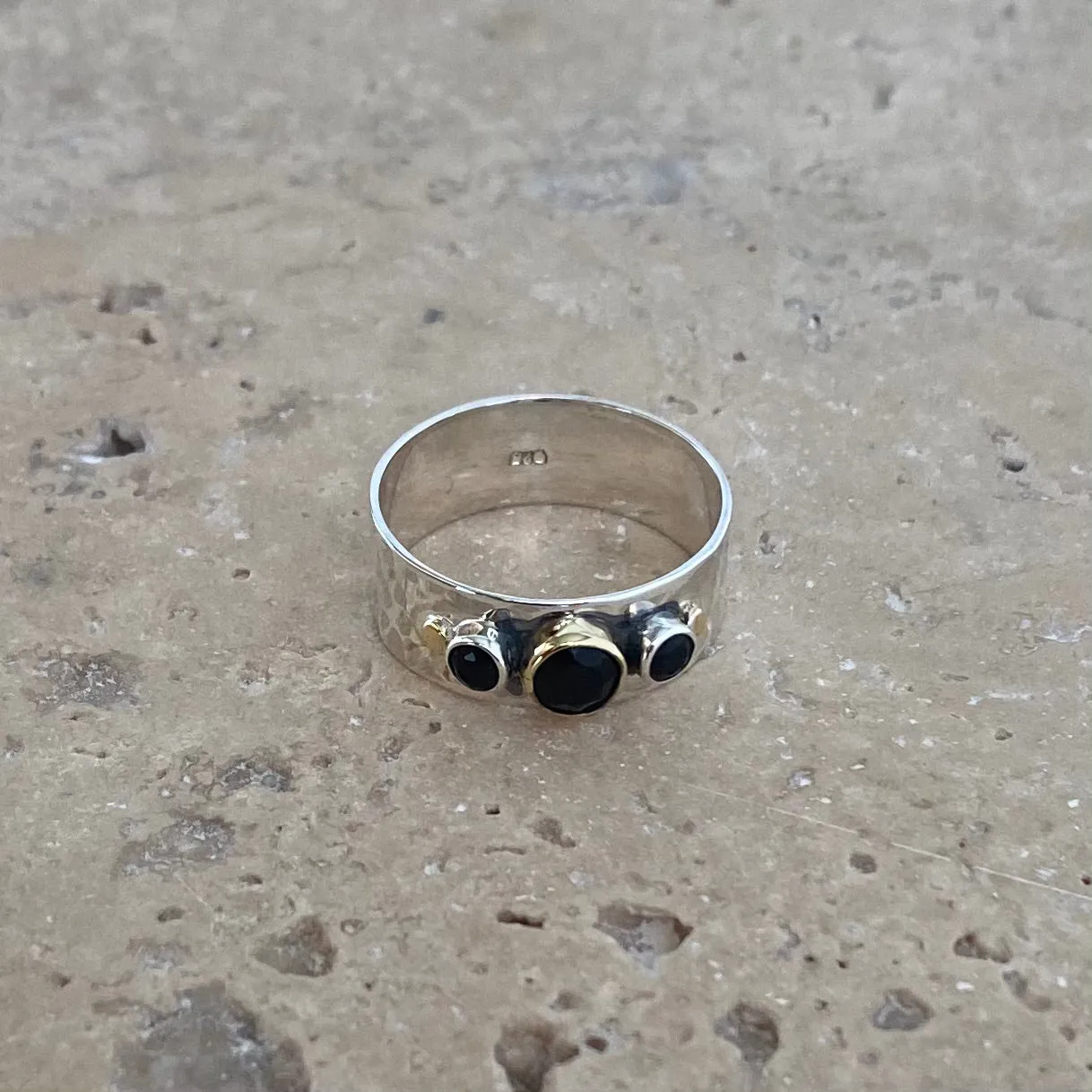 Onyx Gemstone Ring - Vermeil