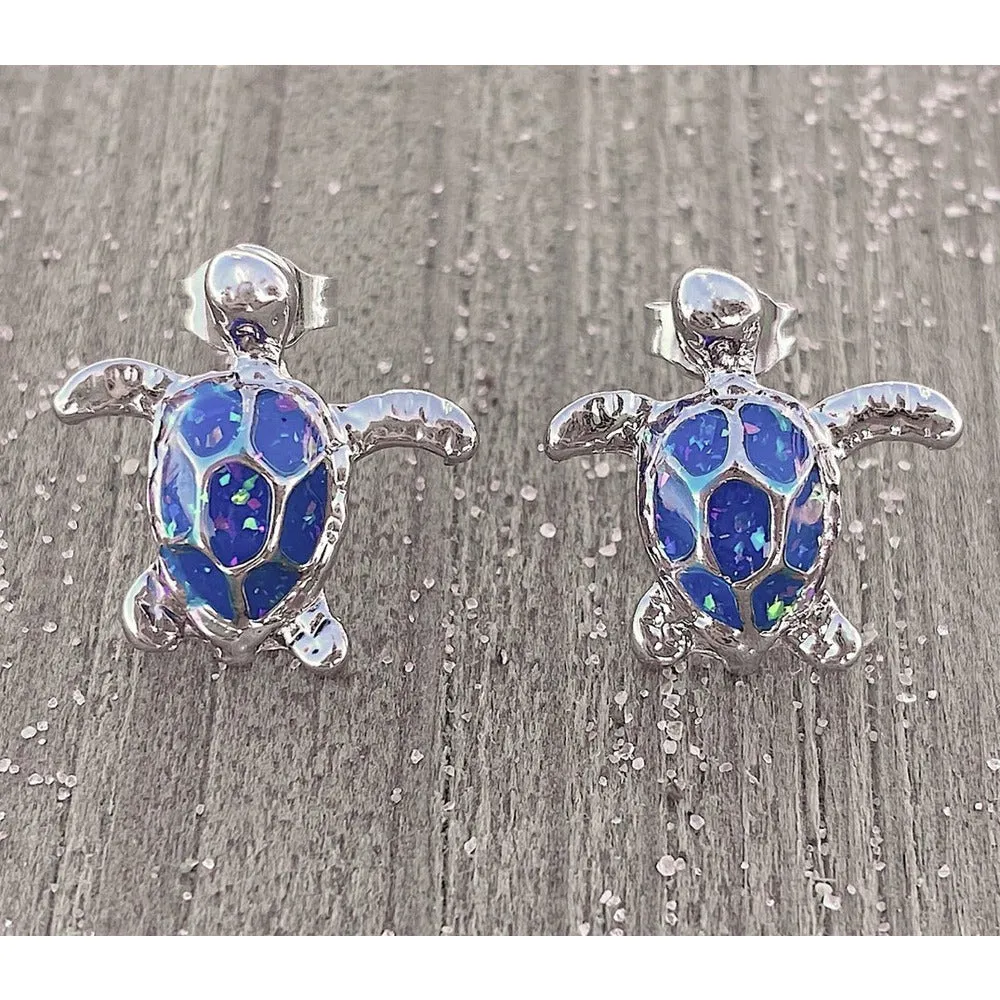 Opal Sea Turtle Post Earrings