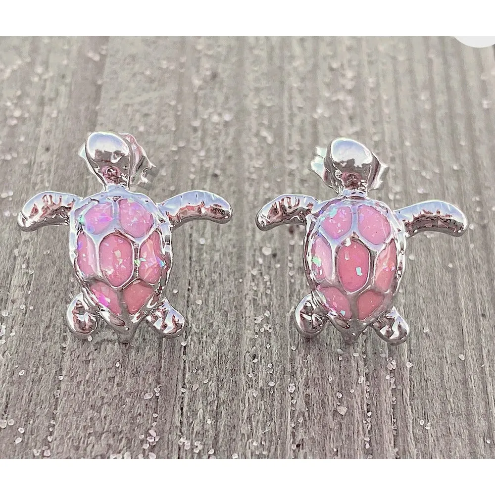 Opal Sea Turtle Post Earrings