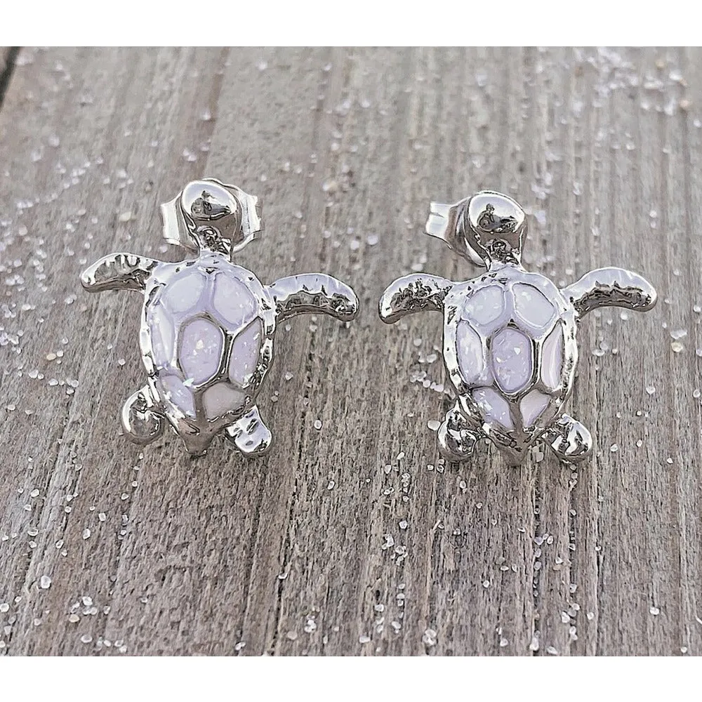 Opal Sea Turtle Post Earrings