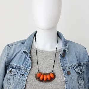 Orange Bead Animal Print Necklace