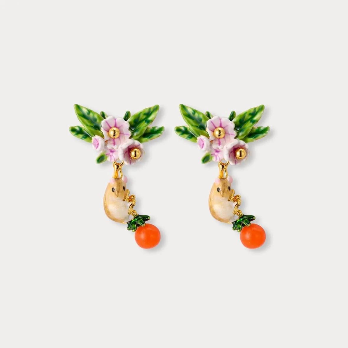 Orchard Hamster Enamel Earrings