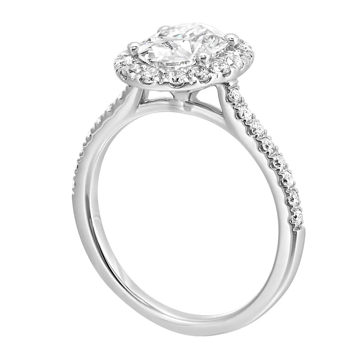 Oval Halo Lab-Created Diamond Pave Engagement Ring in White Gold, 2.0 cttw