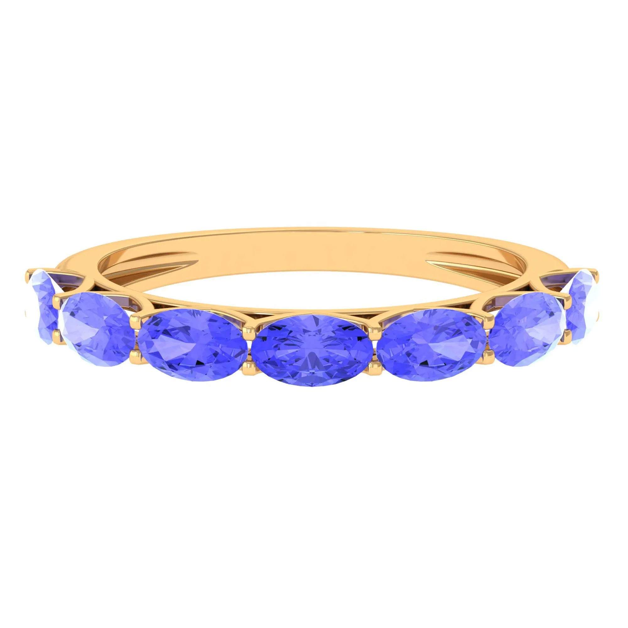 Oval Shape Tanzanite East West Half Eternity Ring