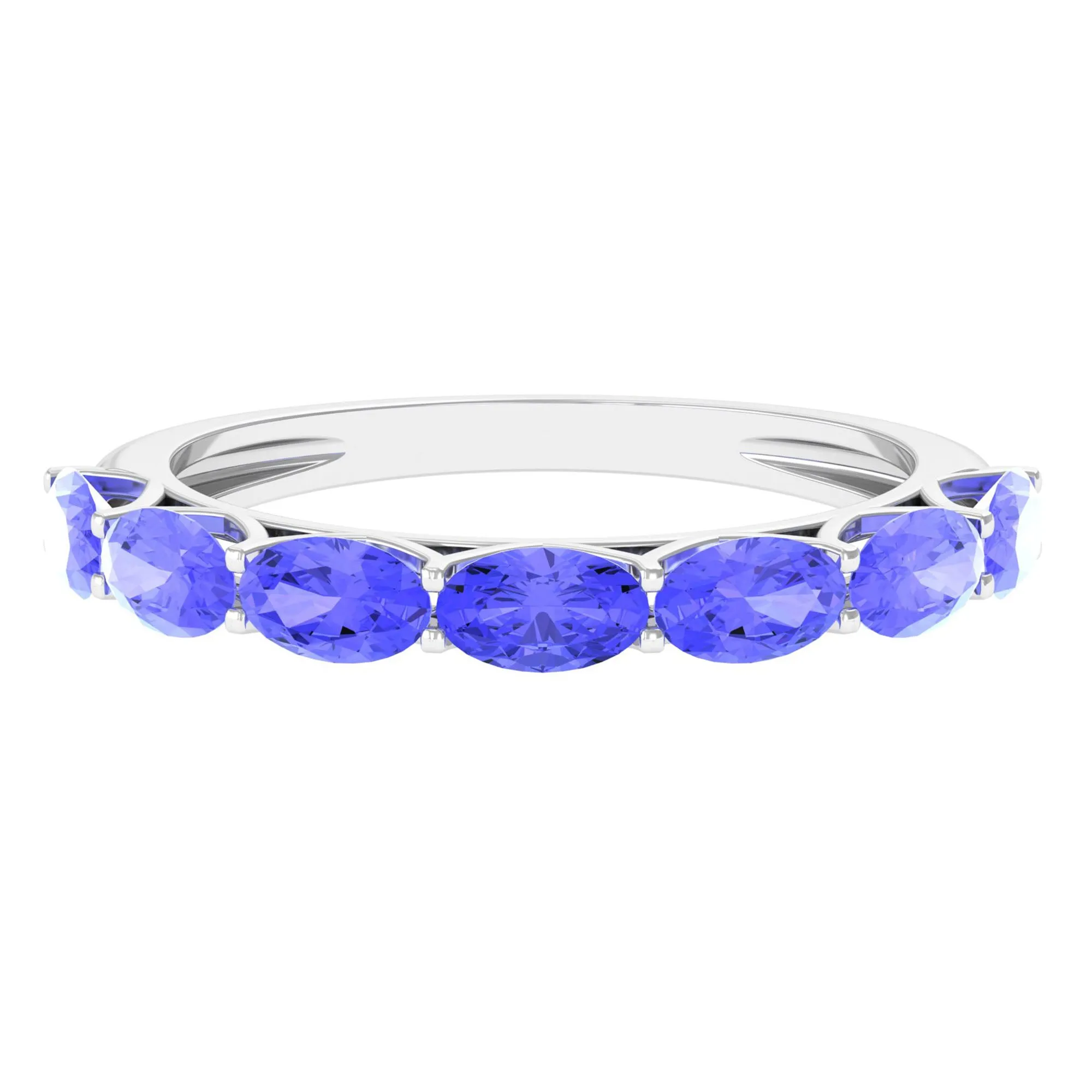 Oval Shape Tanzanite East West Half Eternity Ring