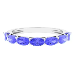 Oval Shape Tanzanite East West Half Eternity Ring