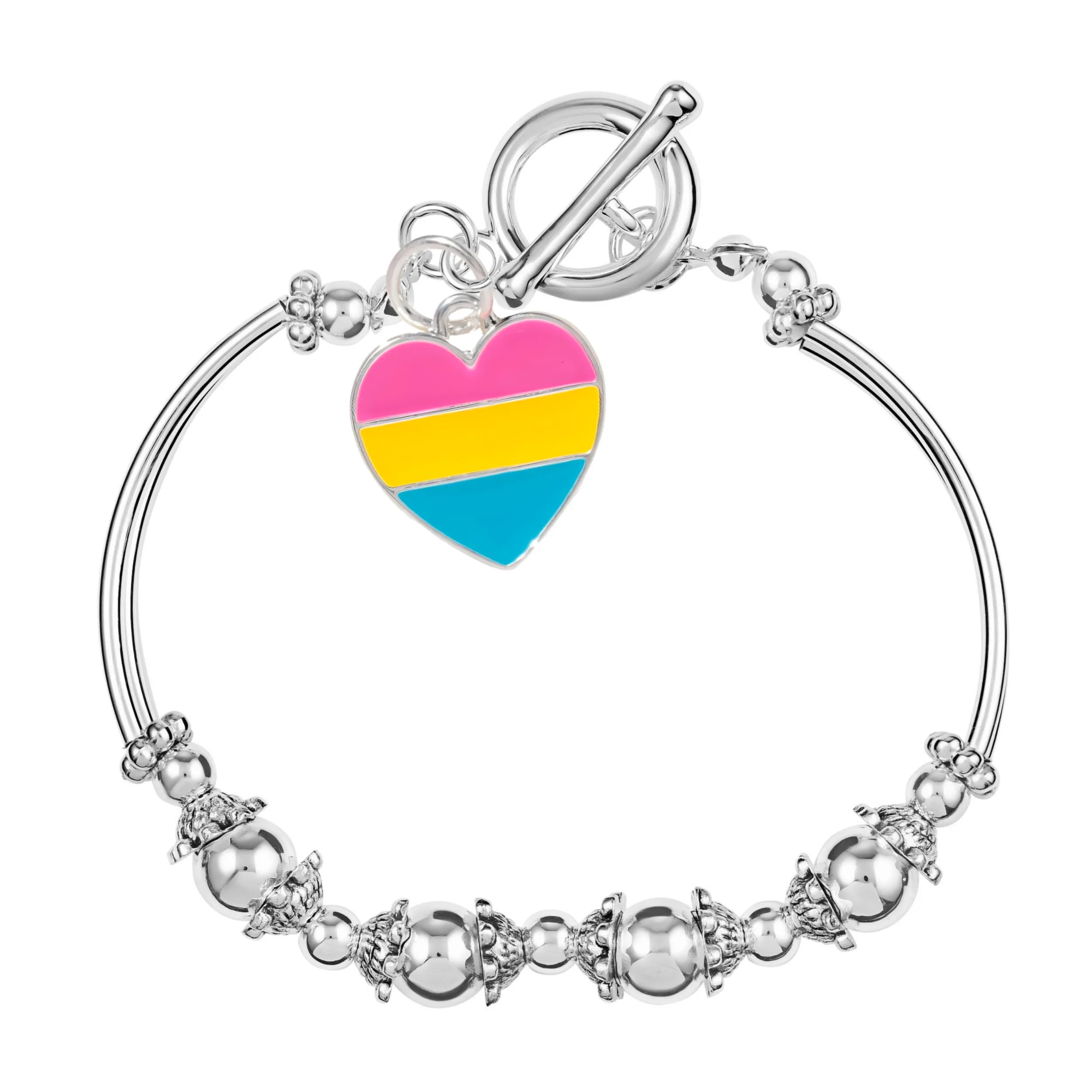 Pansexual Heart Flag Partial Beaded Bracelets