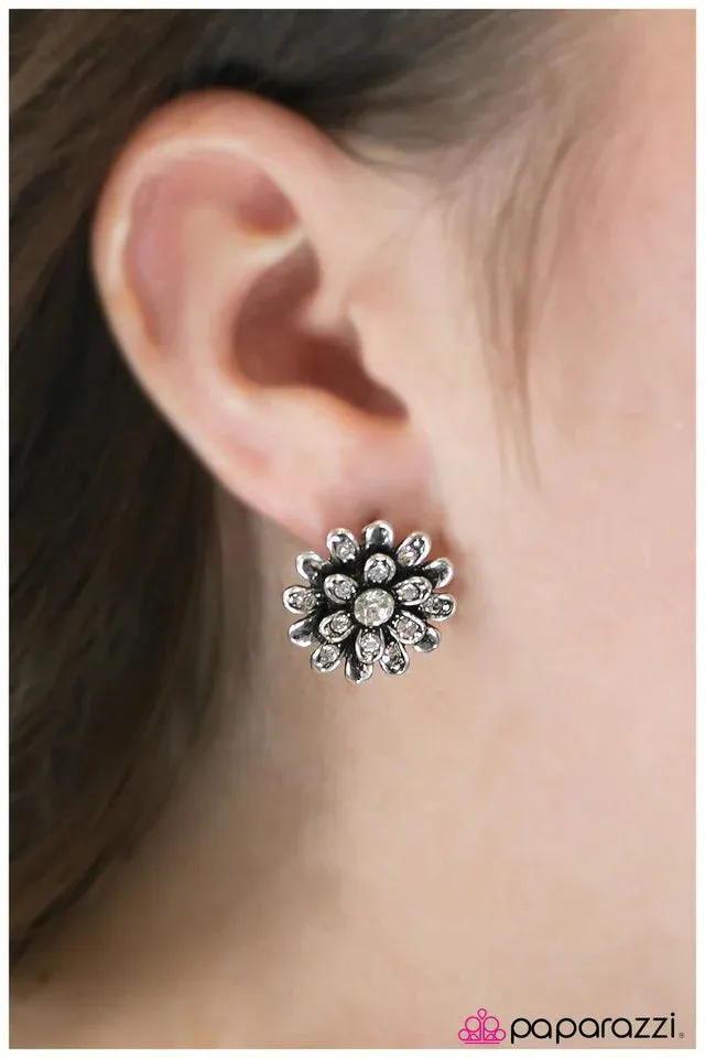 Paparazzi Earring ~ Always In Bloom - White