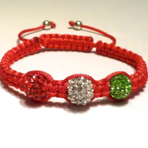 Pave Bracelet -Red, White and Green