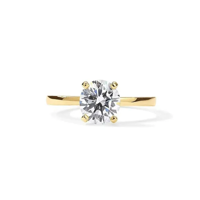 PAVOI 14K Yellow Gold Plated Round Cut 1.5 CT Engagement Ring