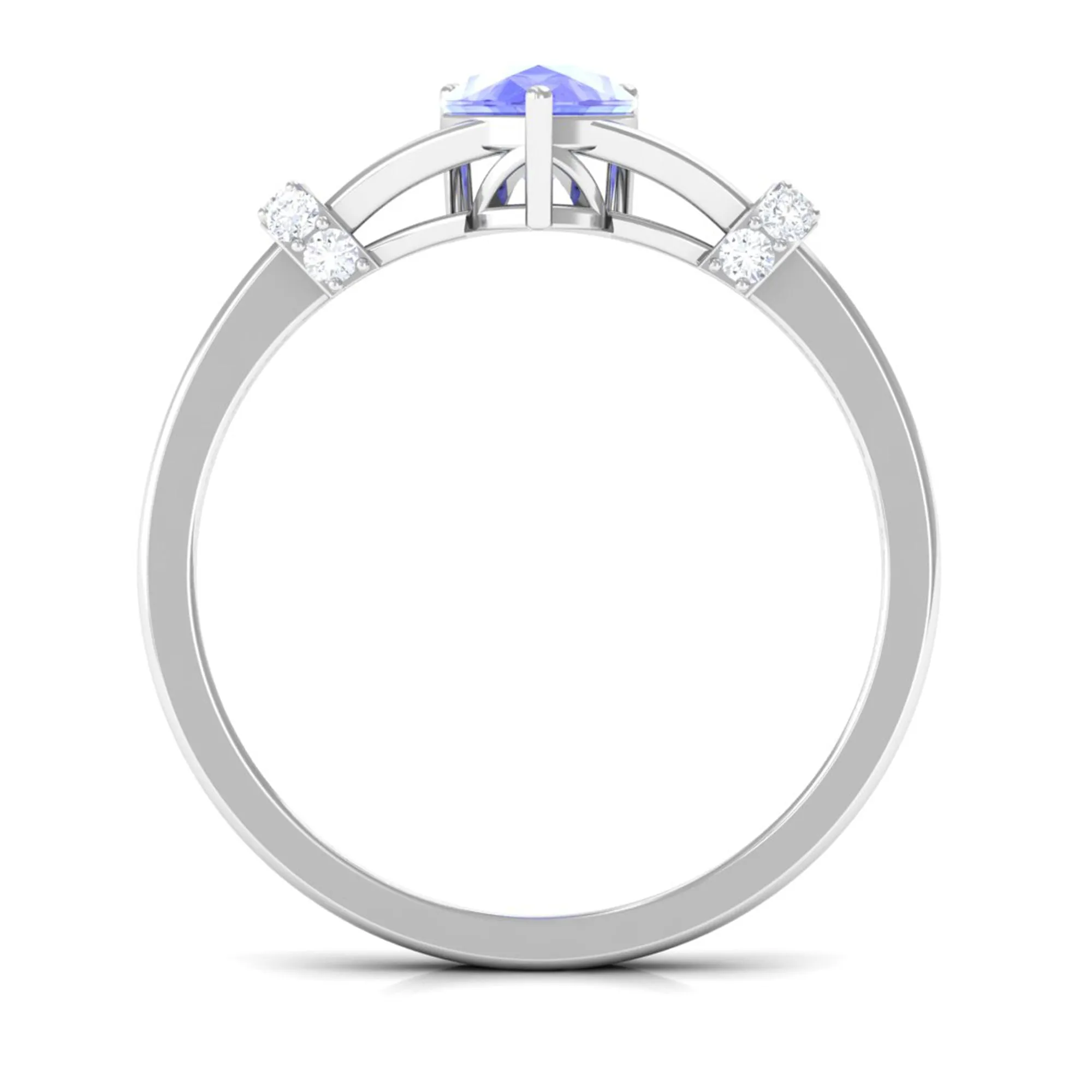 Pear Shape Tanzanite and Diamond Solitaire Ring in Split Shank