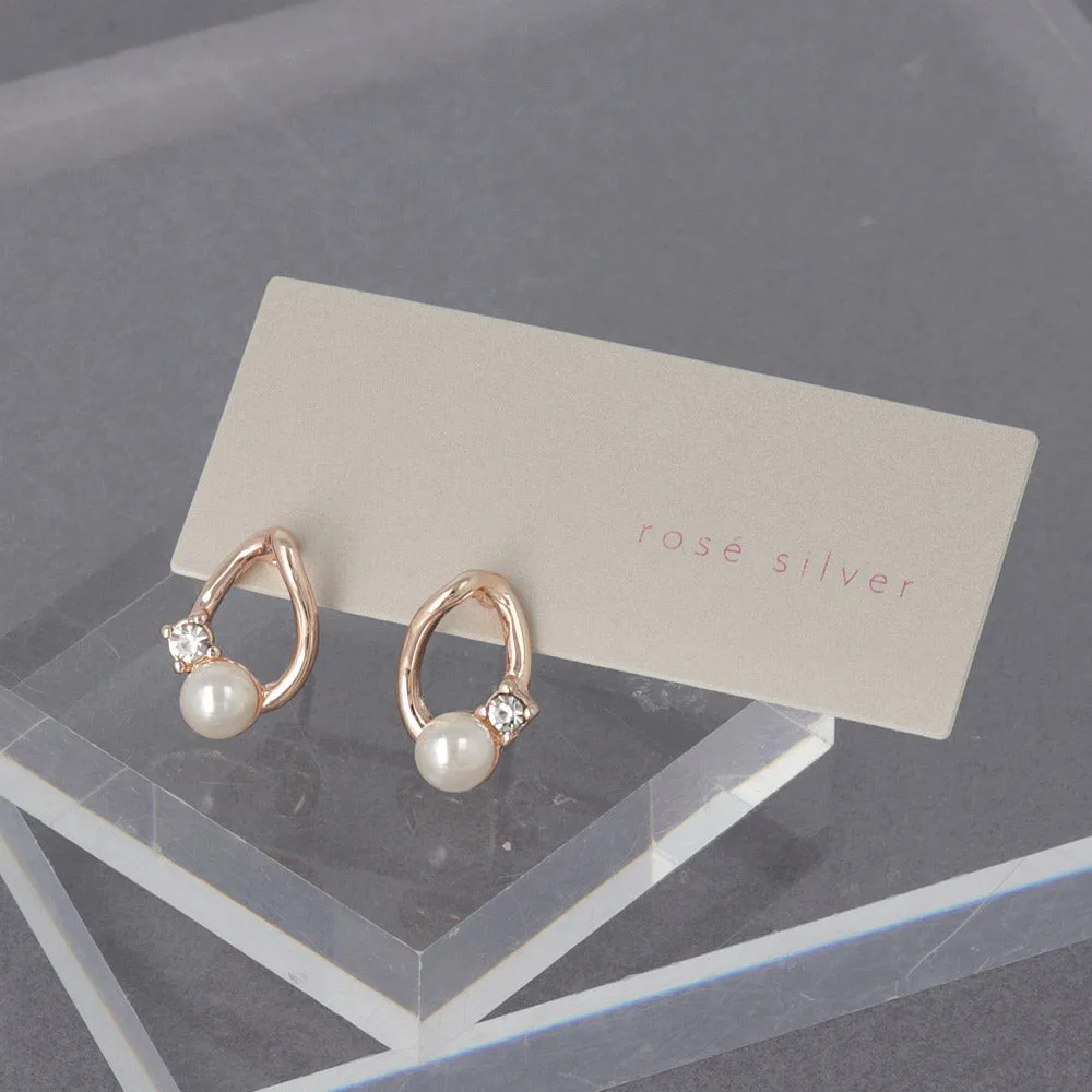 Pearl Oval Stud Earrings