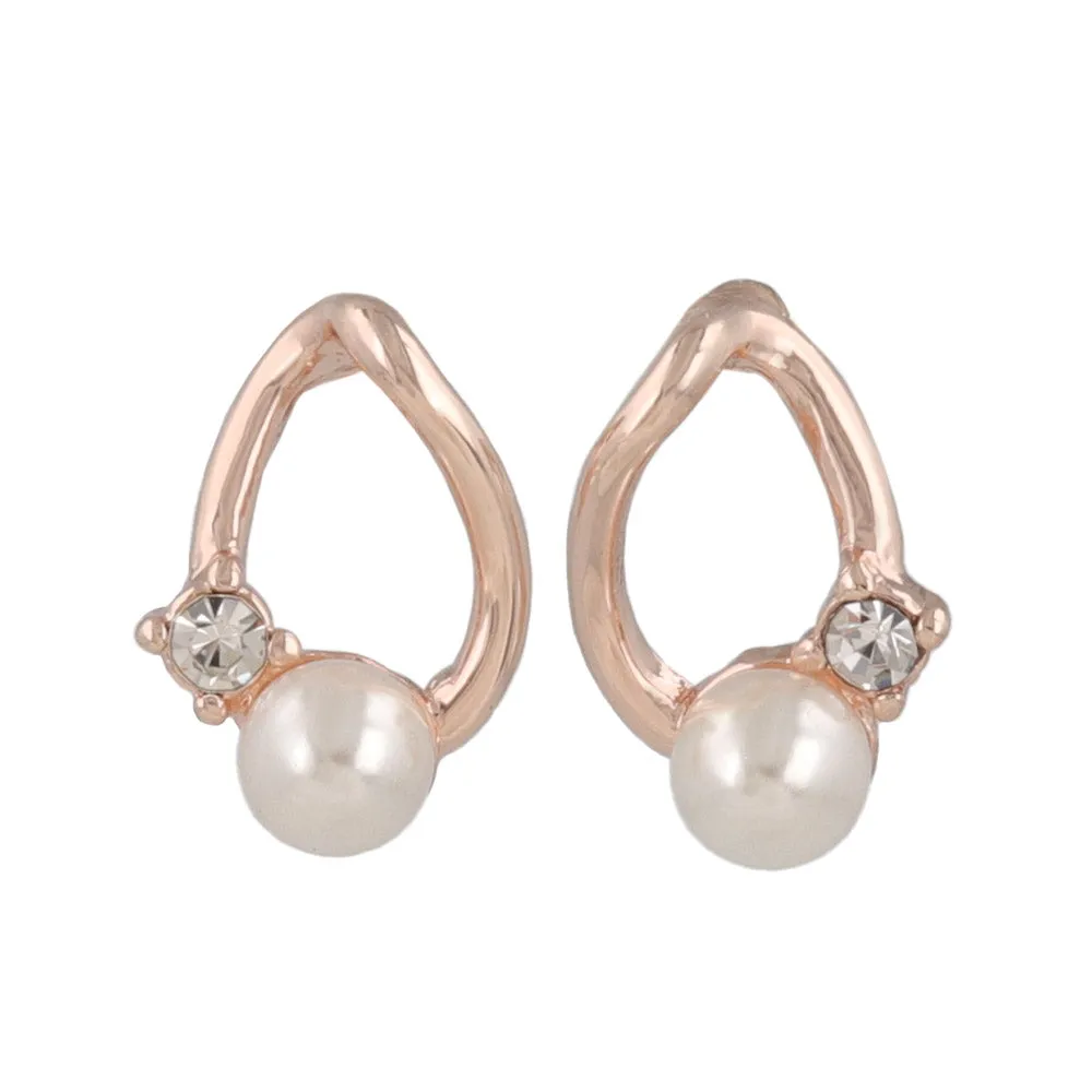 Pearl Oval Stud Earrings