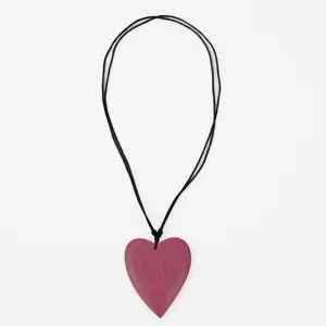 Pink Gabi Heart Wood Necklace