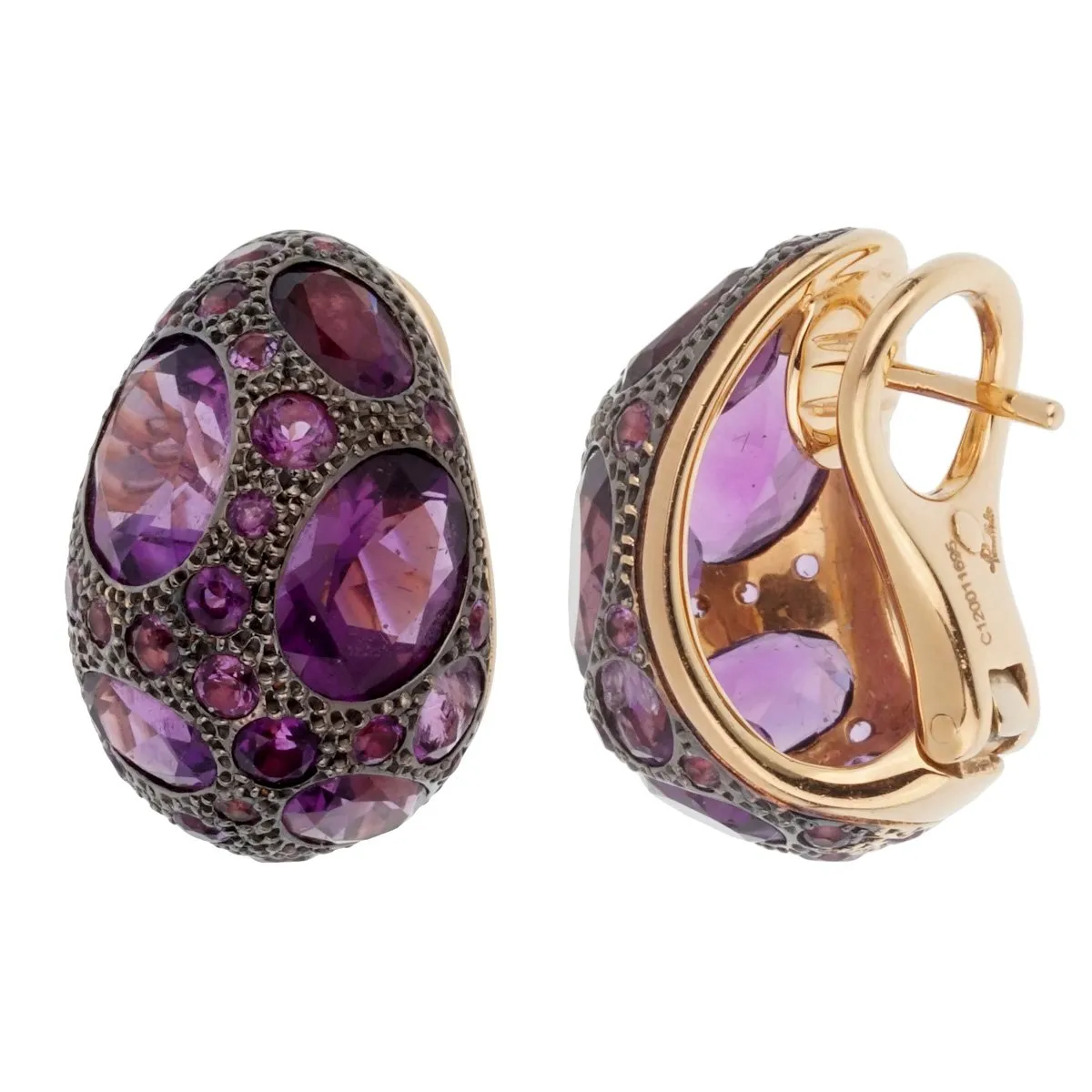 Pomellato 8 Carat Amethyst Rose Gold Earrings