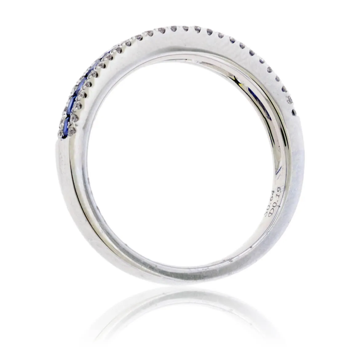 Princess Cut Sapphire & Diamond Lined Band