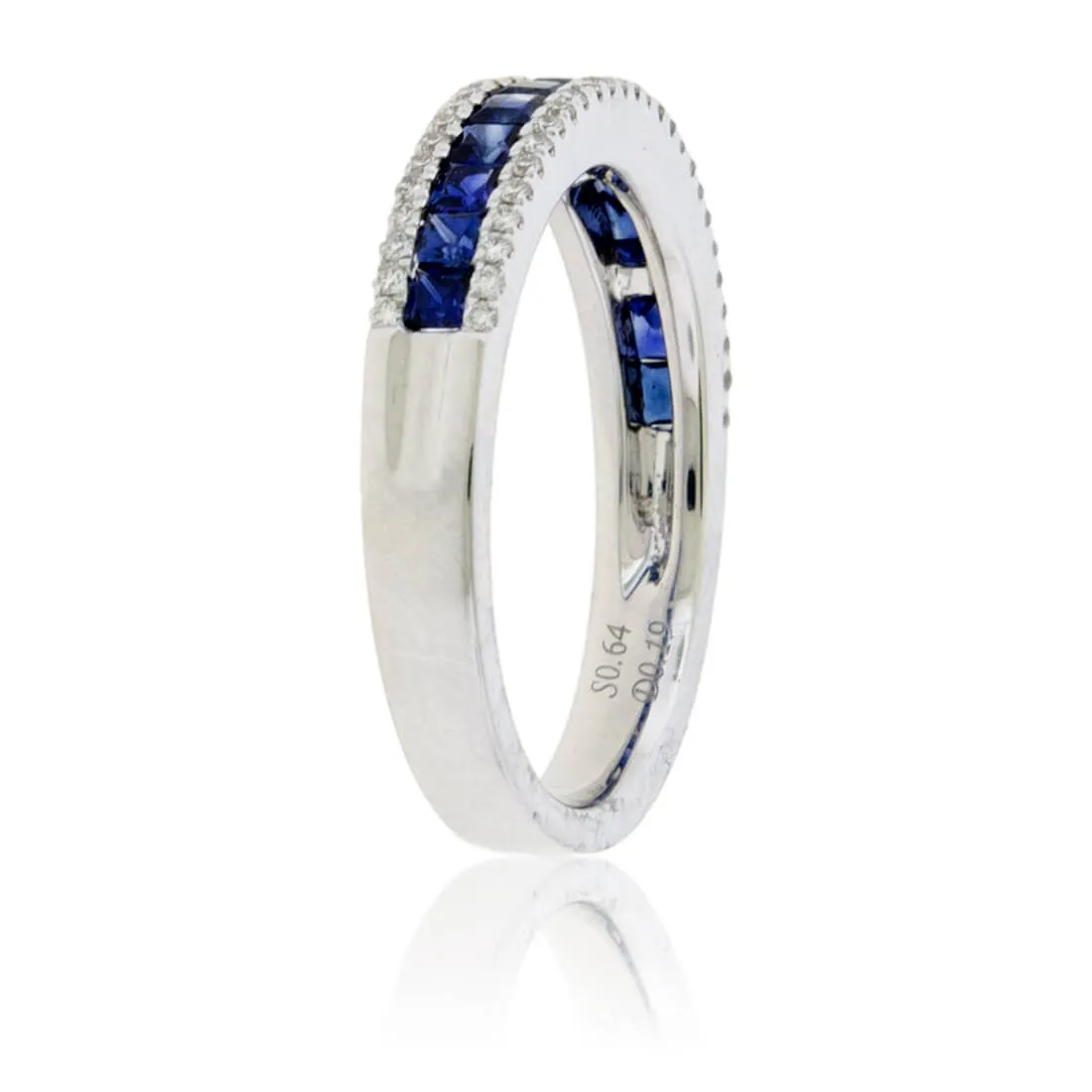 Princess Cut Sapphire & Diamond Lined Band