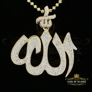 Promising Yellow Sterling Silver Allah Shape Pendant with 2.77ct Cubic Zirconia