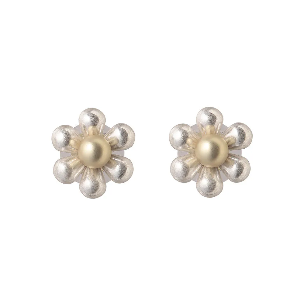 Puffy Metal Flower Studs