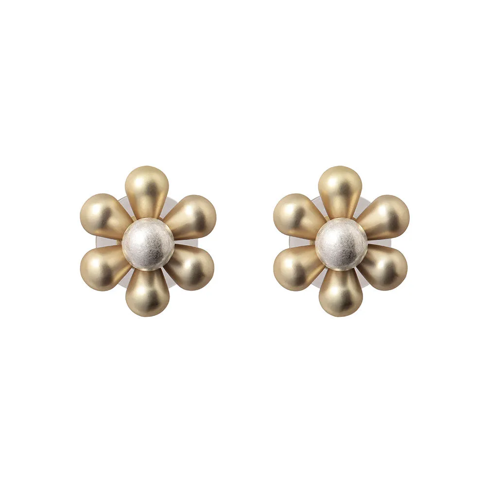 Puffy Metal Flower Studs