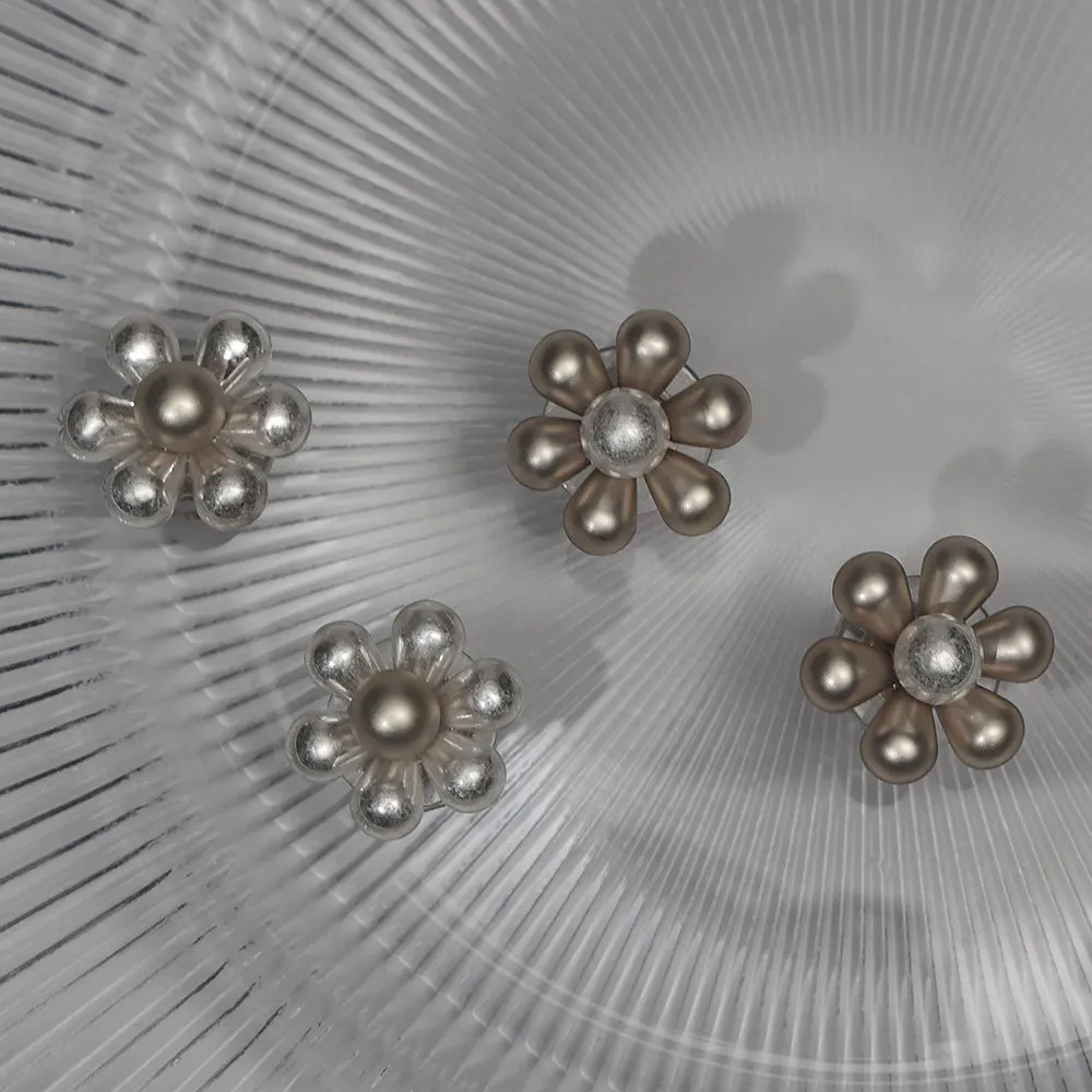 Puffy Metal Flower Studs