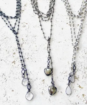 Pyrite Lariat Wrap Necklace