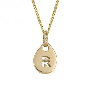 R Organic Initial Tag with Diamond Set Bale Pendant GP2326