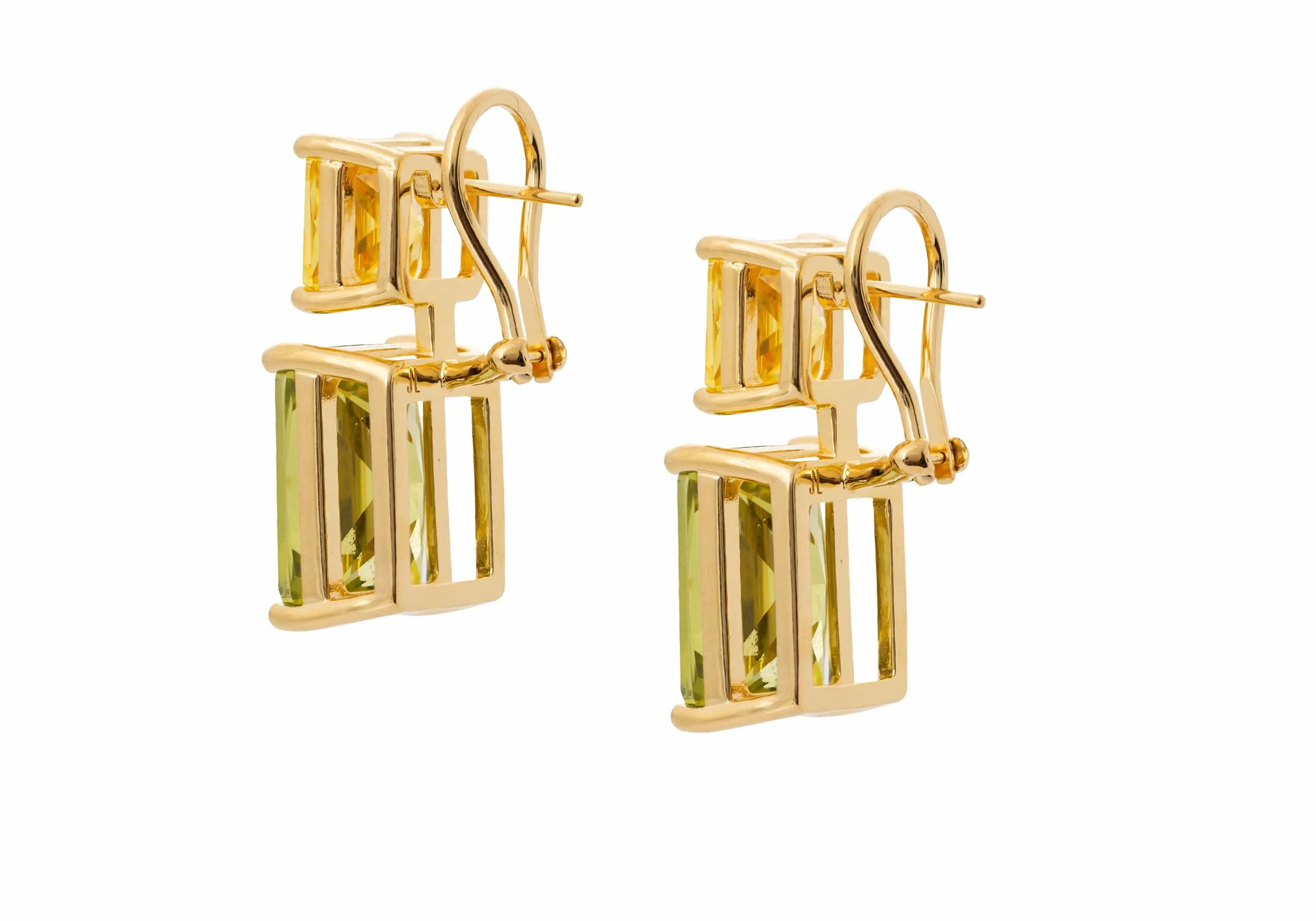 Rectangle Two Tone Green Drop Earrings